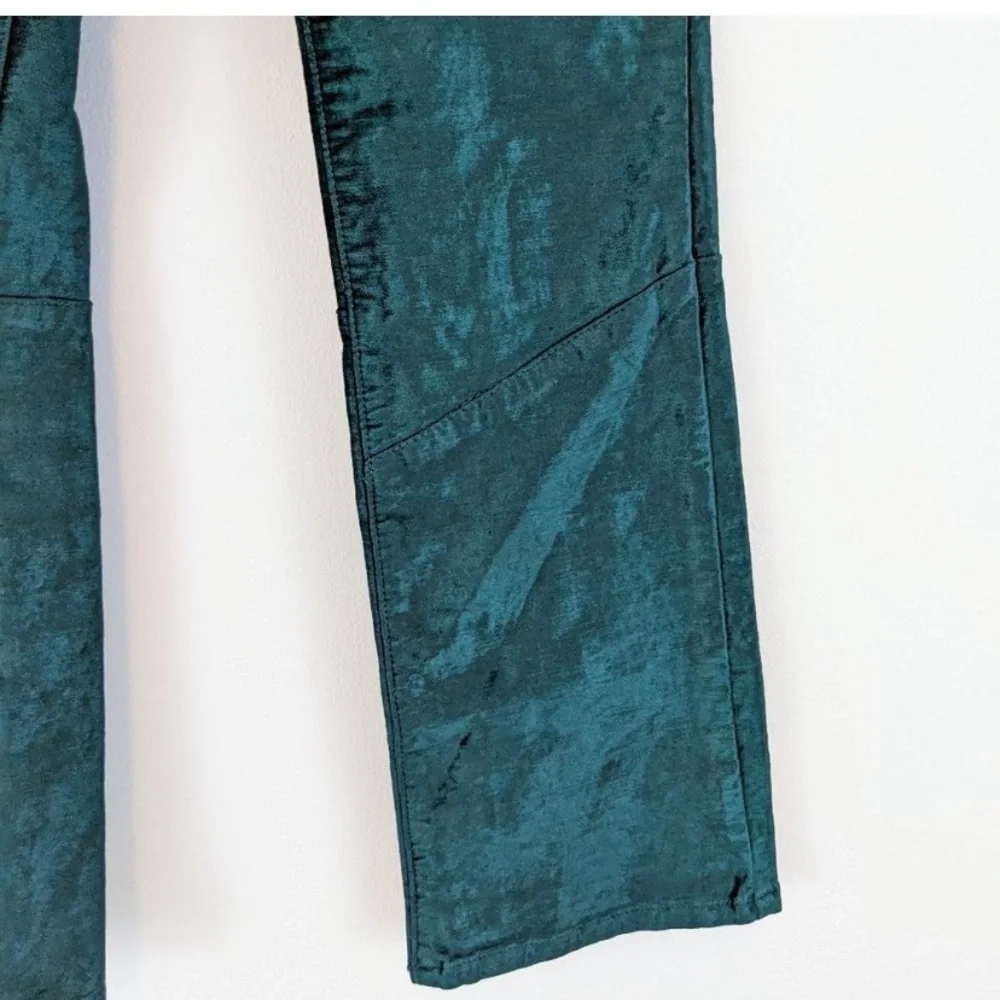 Free People Green Velvet Boot Cut Crop Pants​​​​​​​